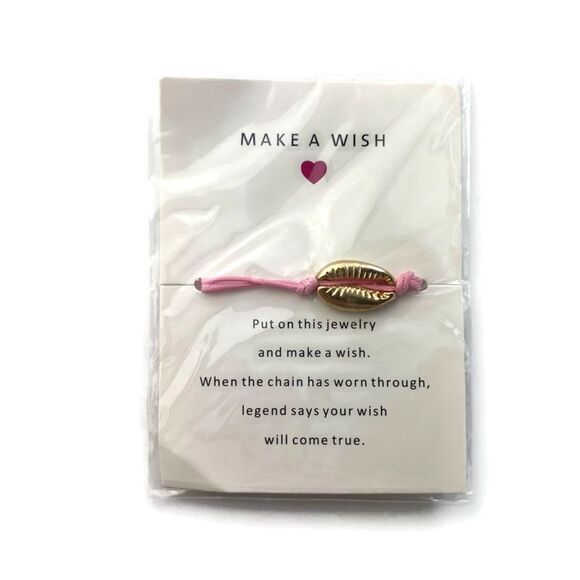 PINK Make A Wish Cord Cowrie Bracelet - Picture 3 of 7